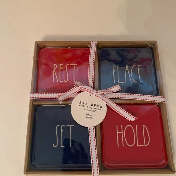 Rae Dunn 4 Red White Blue 4th Of July Coaster Set - Picture 2 of 3